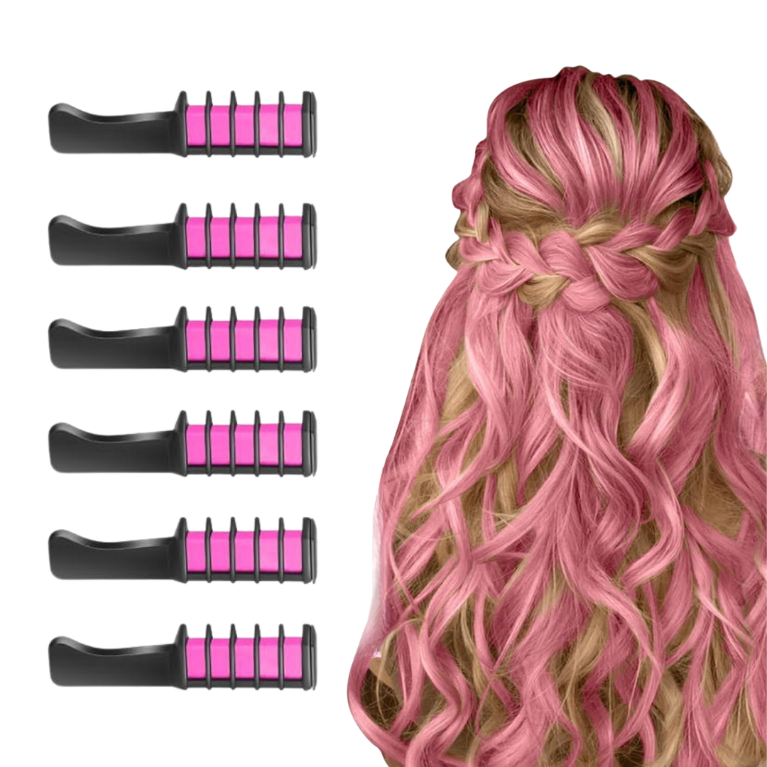 Washable Hair Chalk Comb – Fun Temporary Hair Color-Pink-Nora Luxe