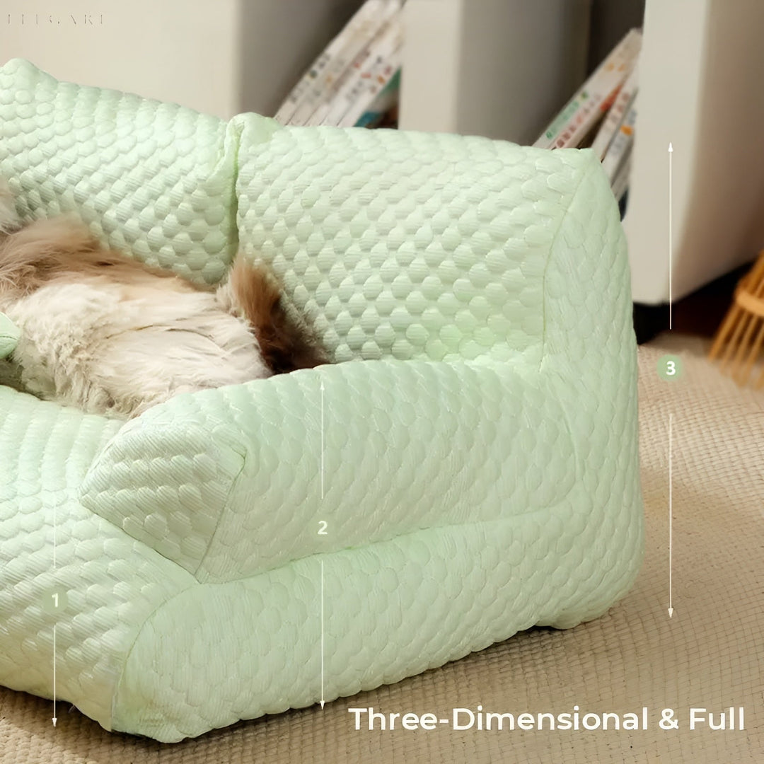 Washable Plush Pet Bed - CozyPaws-Blue-M-Nora Luxe