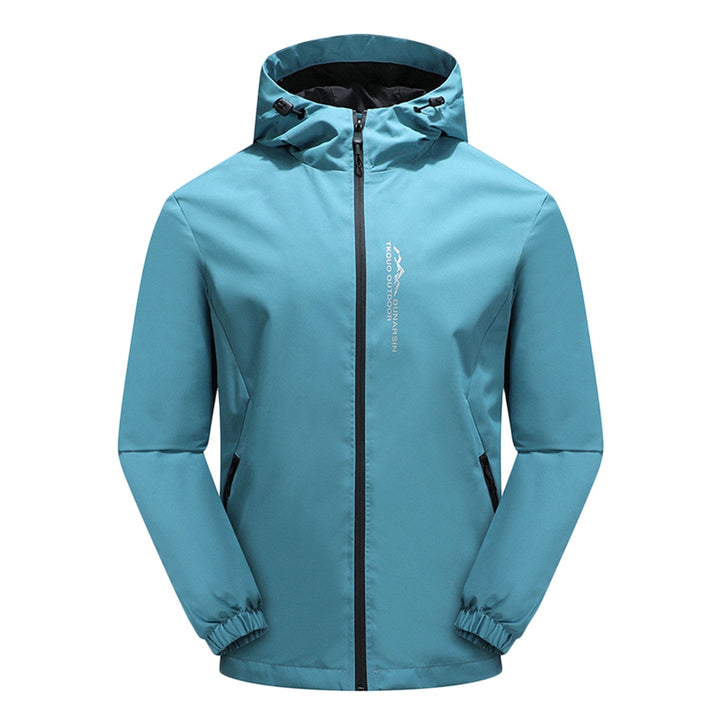 Water- and windproof outdoor jacket with hood - EcoShield-Light Blue-XS-Nora Luxe