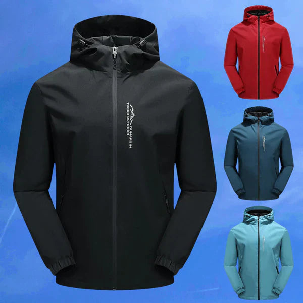 Water- and windproof outdoor jacket with hood - EcoShield-Red-XS-Nora Luxe