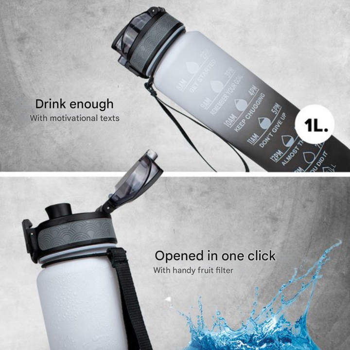 Water bottle with Timeline - HydraHero-Black/White-Nora Luxe