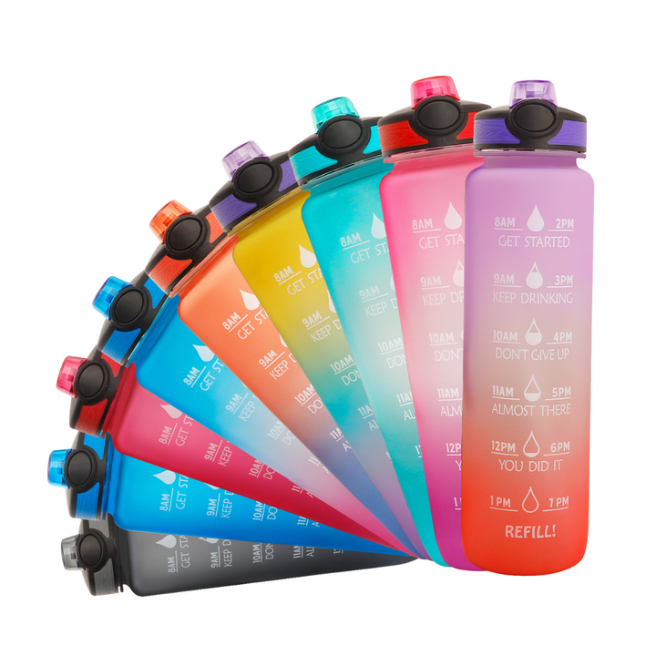 Water bottle with Timeline - HydraHero-Black/White-Nora Luxe