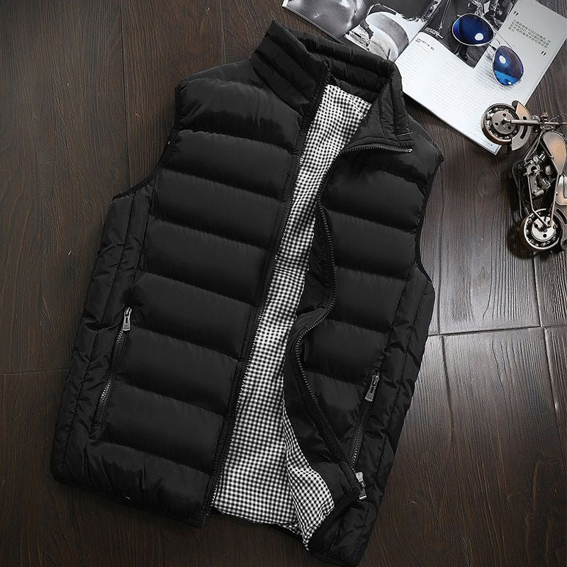 Water-repellent & Padded Men's Gilet with Stand-up Collar - Henrik-Black-S-Nora Luxe