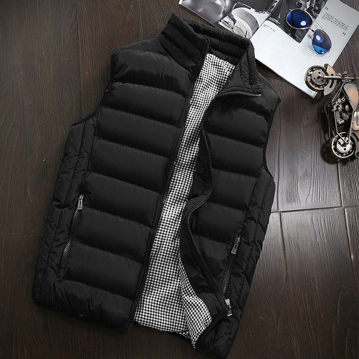 Water-repellent & Padded Men's Gilet with Stand-up Collar - Henrik-Black-S-Nora Luxe