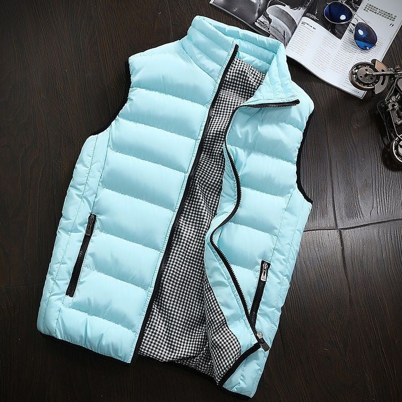 Water-repellent & Padded Men's Gilet with Stand-up Collar - Henrik-Turquoise-S-Nora Luxe