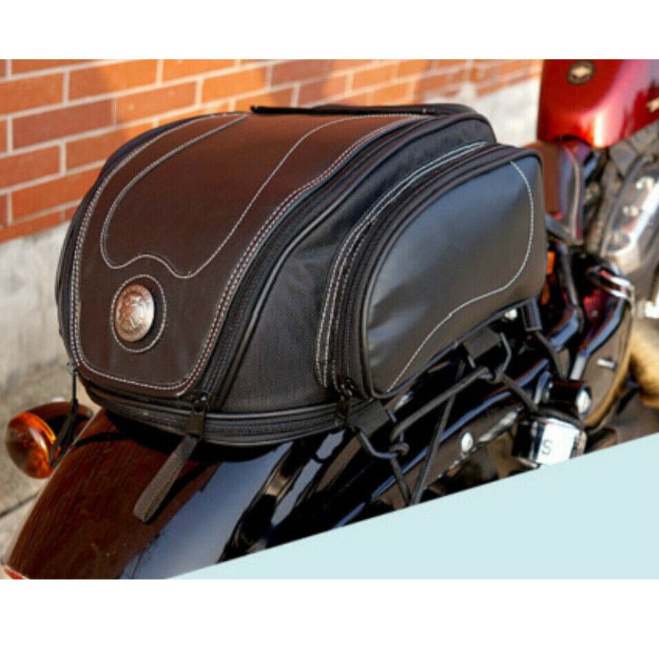 Water-Resistant Motorcycle Tail Bag with Expandable Storage