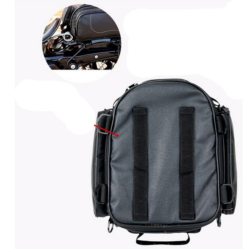 Water-Resistant Motorcycle Tail Bag with Expandable Storage