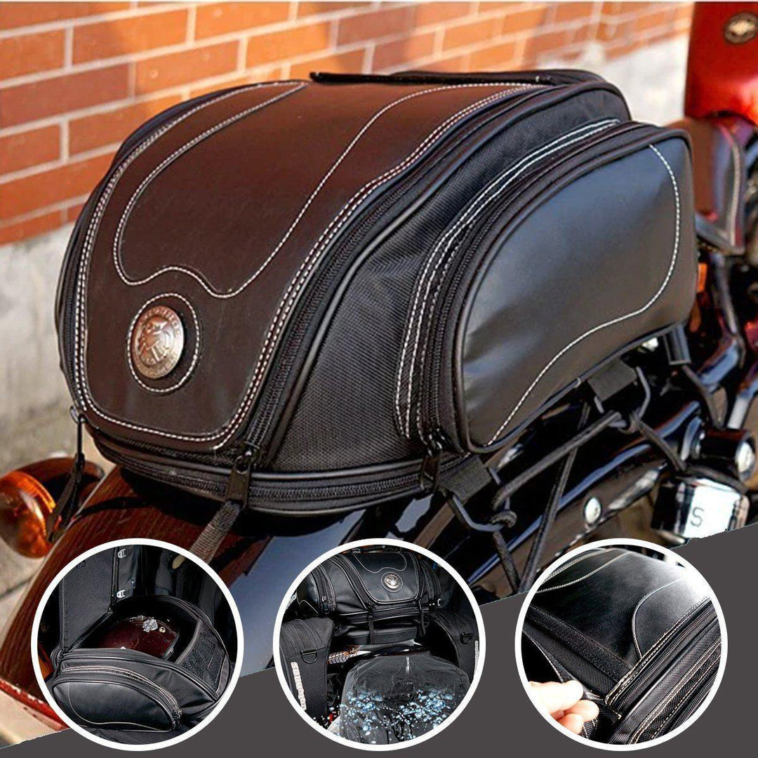 Water-Resistant Motorcycle Tail Bag with Expandable Storage