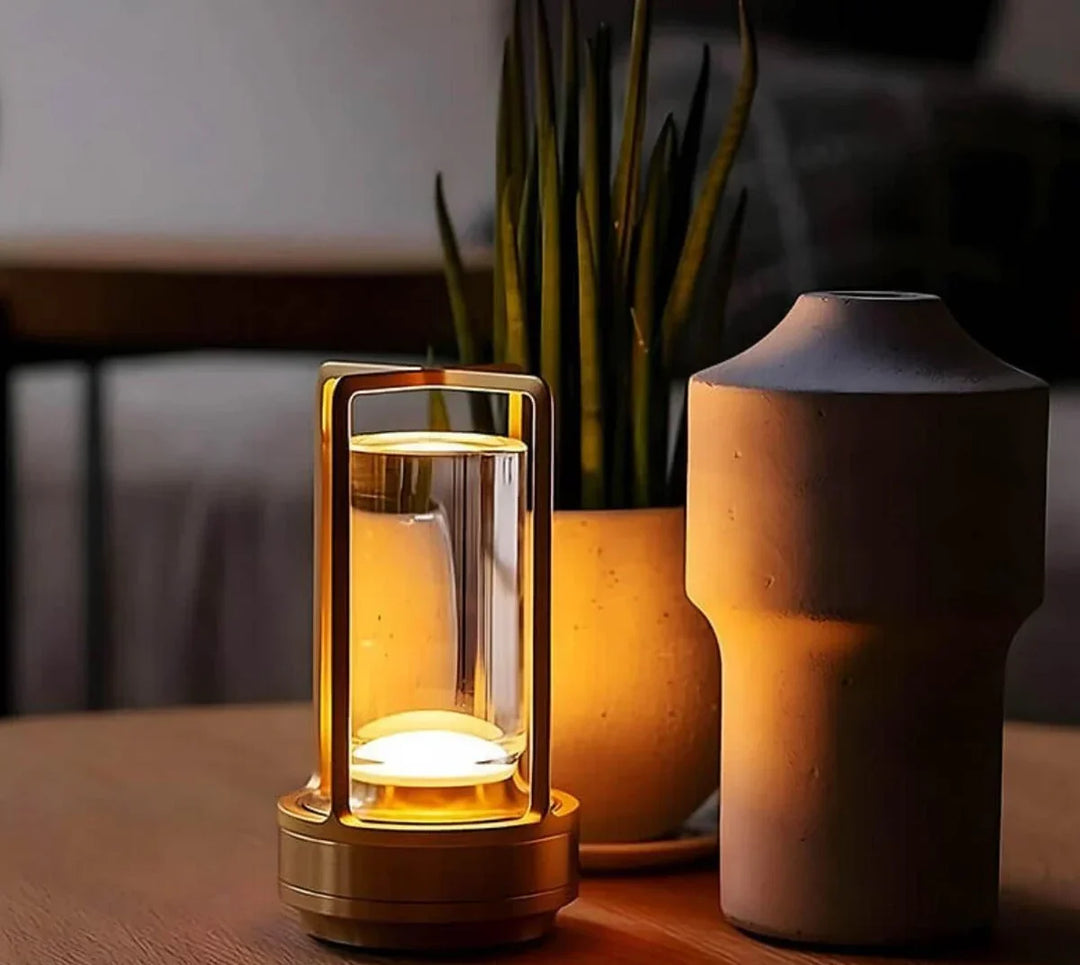 Waterproof and Portable Crystal Table Lamp - AuroraGlow-Gold-3 Colors - Touch Control-Nora Luxe
