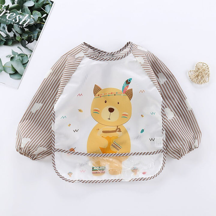 Waterproof Baby Bib Overall with Long Sleeves-Bear-0-3 Years old-Nora Luxe