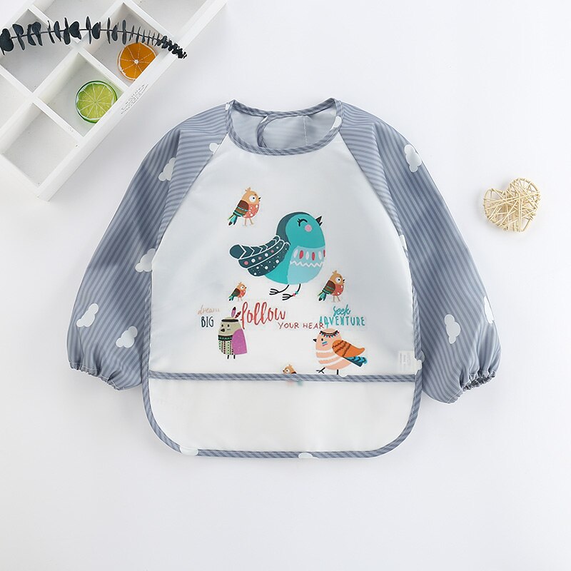 Waterproof Baby Bib Overall with Long Sleeves-Bird-0-3 Years old-Nora Luxe