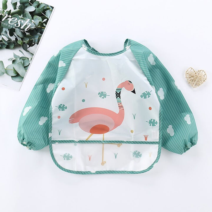 Waterproof Baby Bib Overall with Long Sleeves-Flamingo-0-3 Years old-Nora Luxe