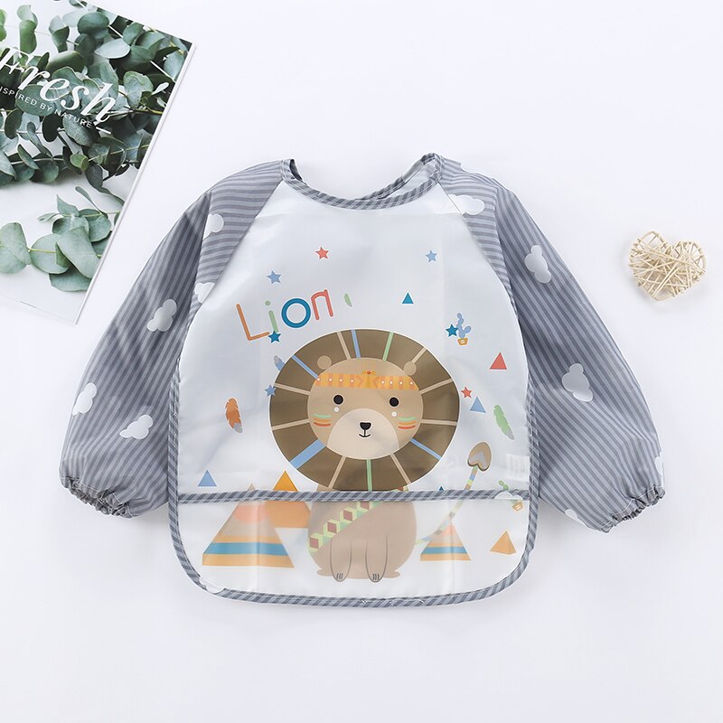 Waterproof Baby Bib Overall with Long Sleeves-Lion-0-3 Years old-Nora Luxe