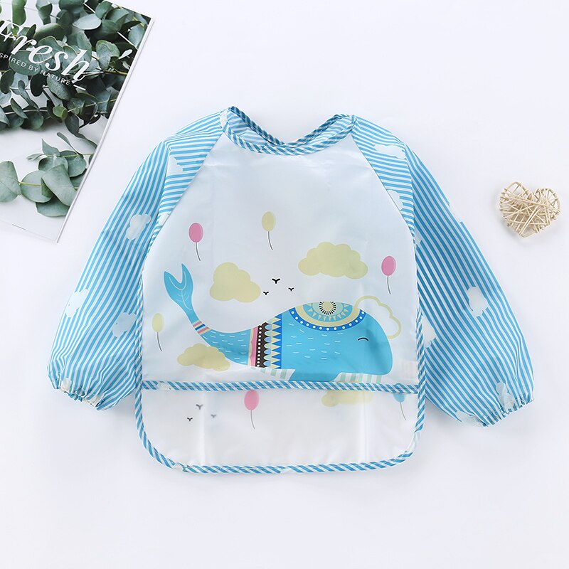 Waterproof Baby Bib Overall with Long Sleeves-Whale-0-3 Years old-Nora Luxe