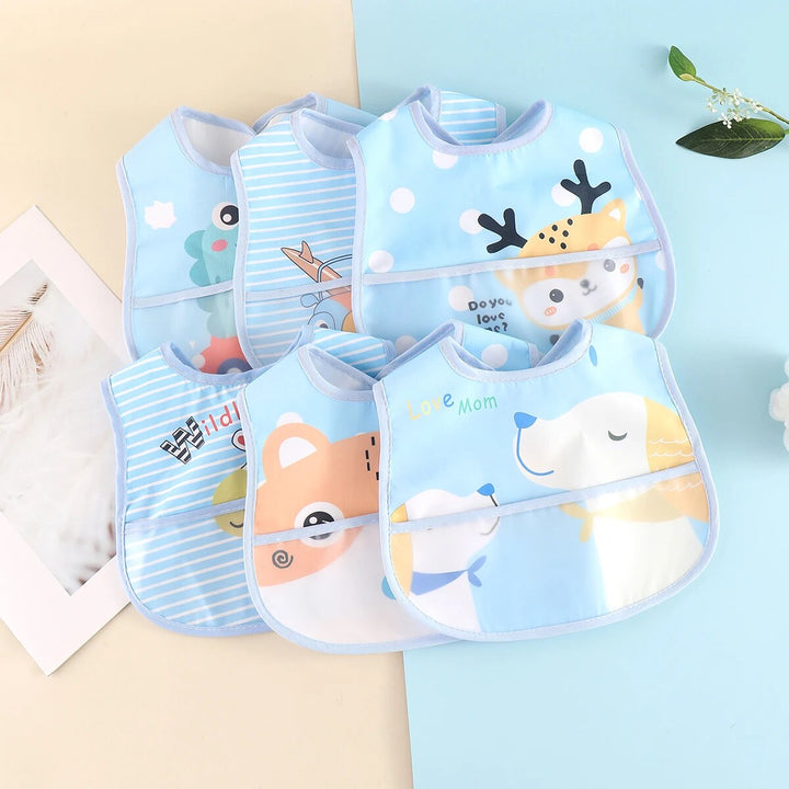 Waterproof Baby Bibs – Adjustable 5 Pieces-Blue - Random 5 pieces-Nora Luxe