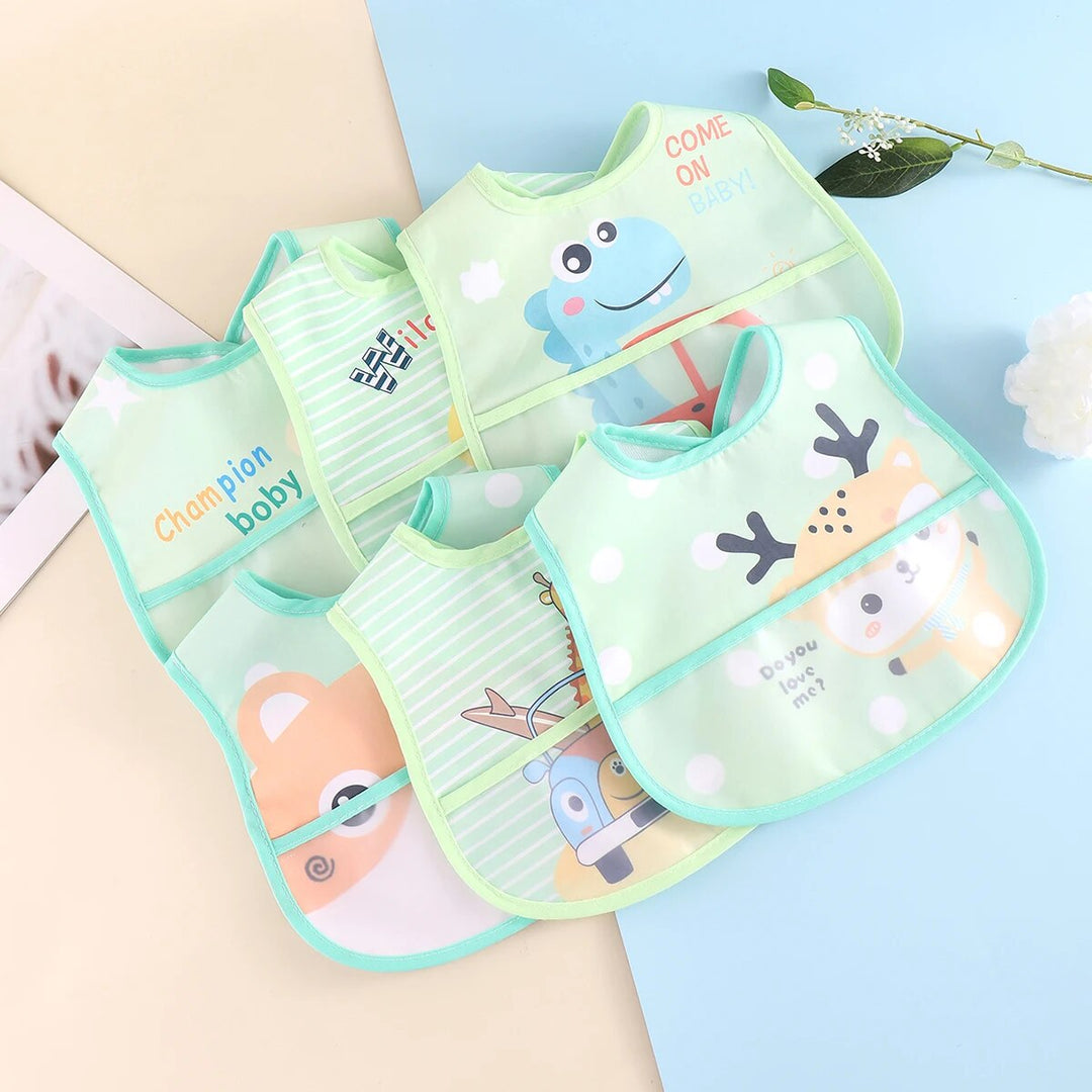 Waterproof Baby Bibs – Adjustable 5 Pieces-Green - Random 5 pieces-Nora Luxe