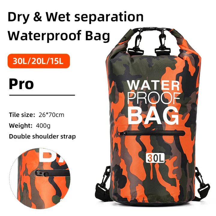 Waterproof Backpack with Wet/Dry Separation - AquaVault-Dark blue-15L-Nora Luxe
