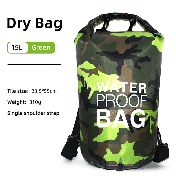 Waterproof Backpack with Wet/Dry Separation - AquaVault-Green-15L-Nora Luxe