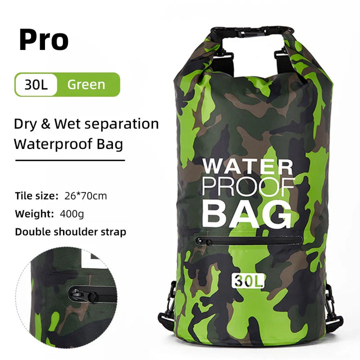 Waterproof Backpack with Wet/Dry Separation - AquaVault-Green Pro-15L-Nora Luxe