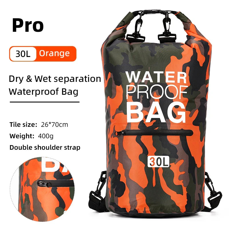 Waterproof Backpack with Wet/Dry Separation - AquaVault-Orange Pro-15L-Nora Luxe