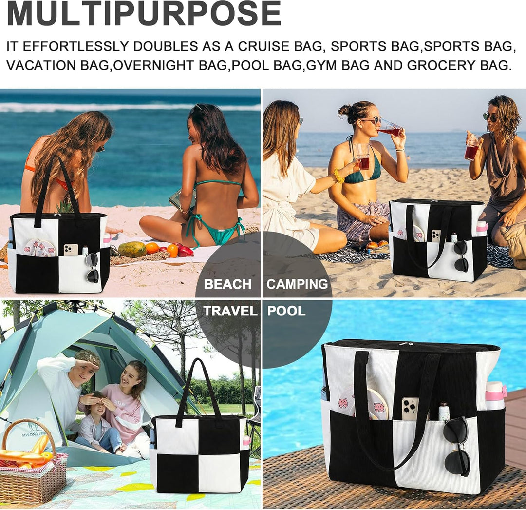 Extra Large Waterproof Beach Tote with Wet Compartment – Buy 1, Take 1 FREE