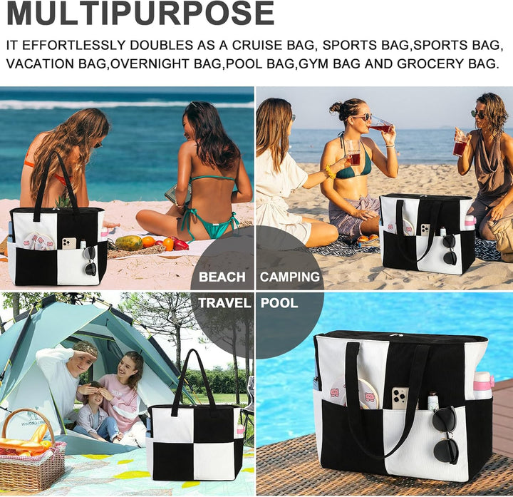 Extra Large Waterproof Beach Tote with Wet Compartment – Buy 1, Take 1 FREE