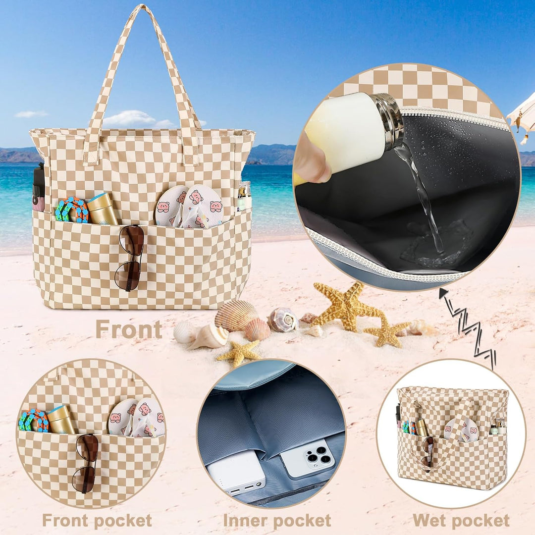 Extra Large Waterproof Beach Tote with Wet Compartment – Buy 1, Take 1 FREE
