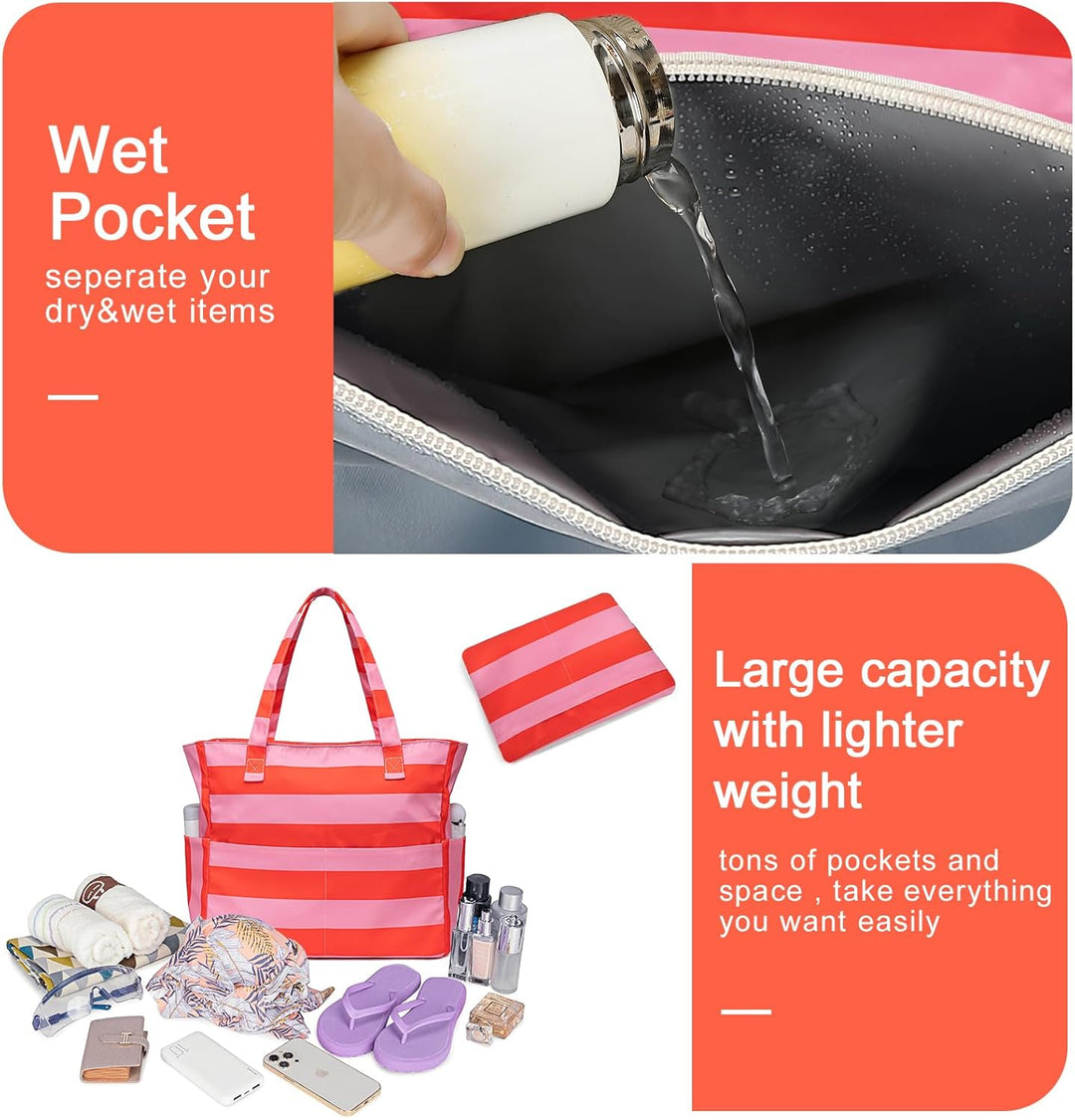Extra Large Waterproof Beach Tote with Wet Compartment – Buy 1, Take 1 FREE