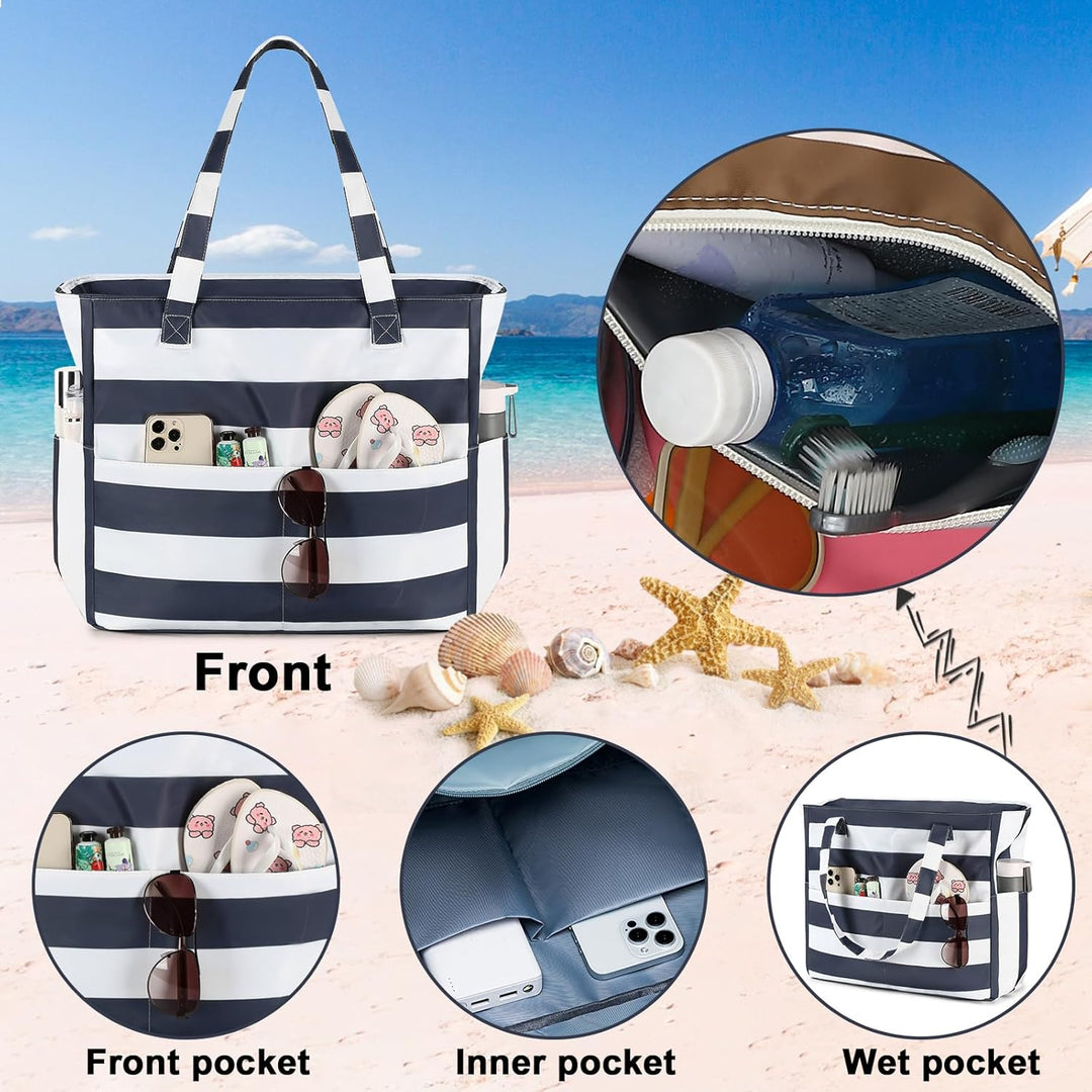 Extra Large Waterproof Beach Tote with Wet Compartment – Buy 1, Take 1 FREE