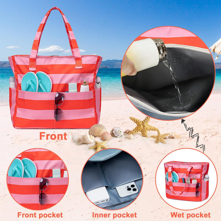 Extra Large Waterproof Beach Tote with Wet Compartment – Buy 1, Take 1 FREE