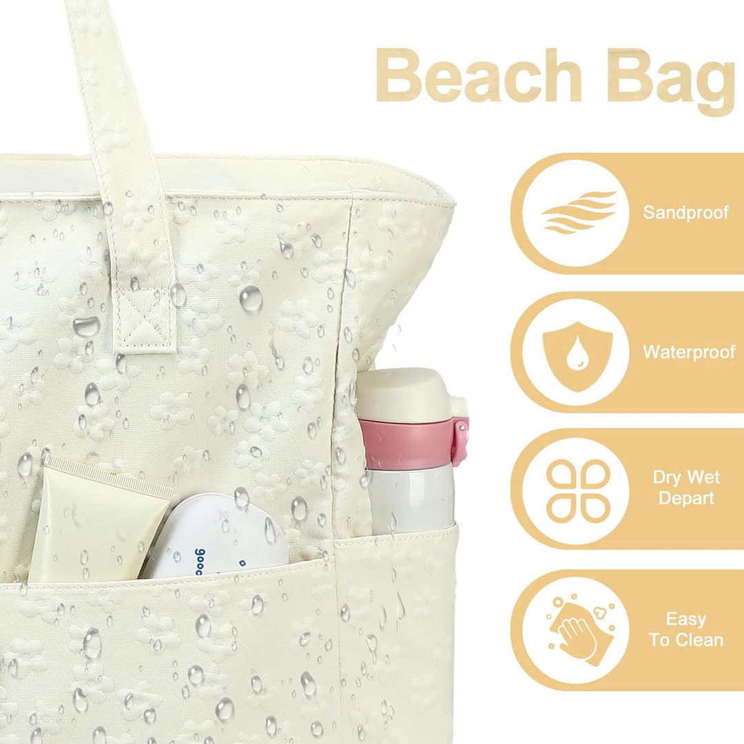 Extra Large Waterproof Beach Tote with Wet Compartment – Buy 1, Take 1 FREE