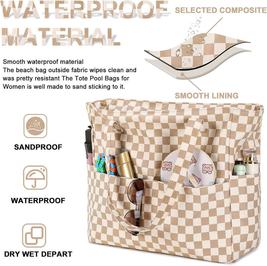 Extra Large Waterproof Beach Tote with Wet Compartment – Buy 1, Take 1 FREE