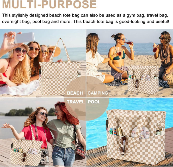Extra Large Waterproof Beach Tote with Wet Compartment – Buy 1, Take 1 FREE