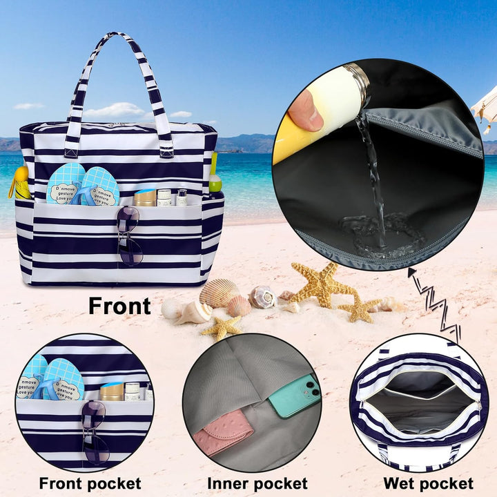Extra Large Waterproof Beach Tote with Wet Compartment – Buy 1, Take 1 FREE