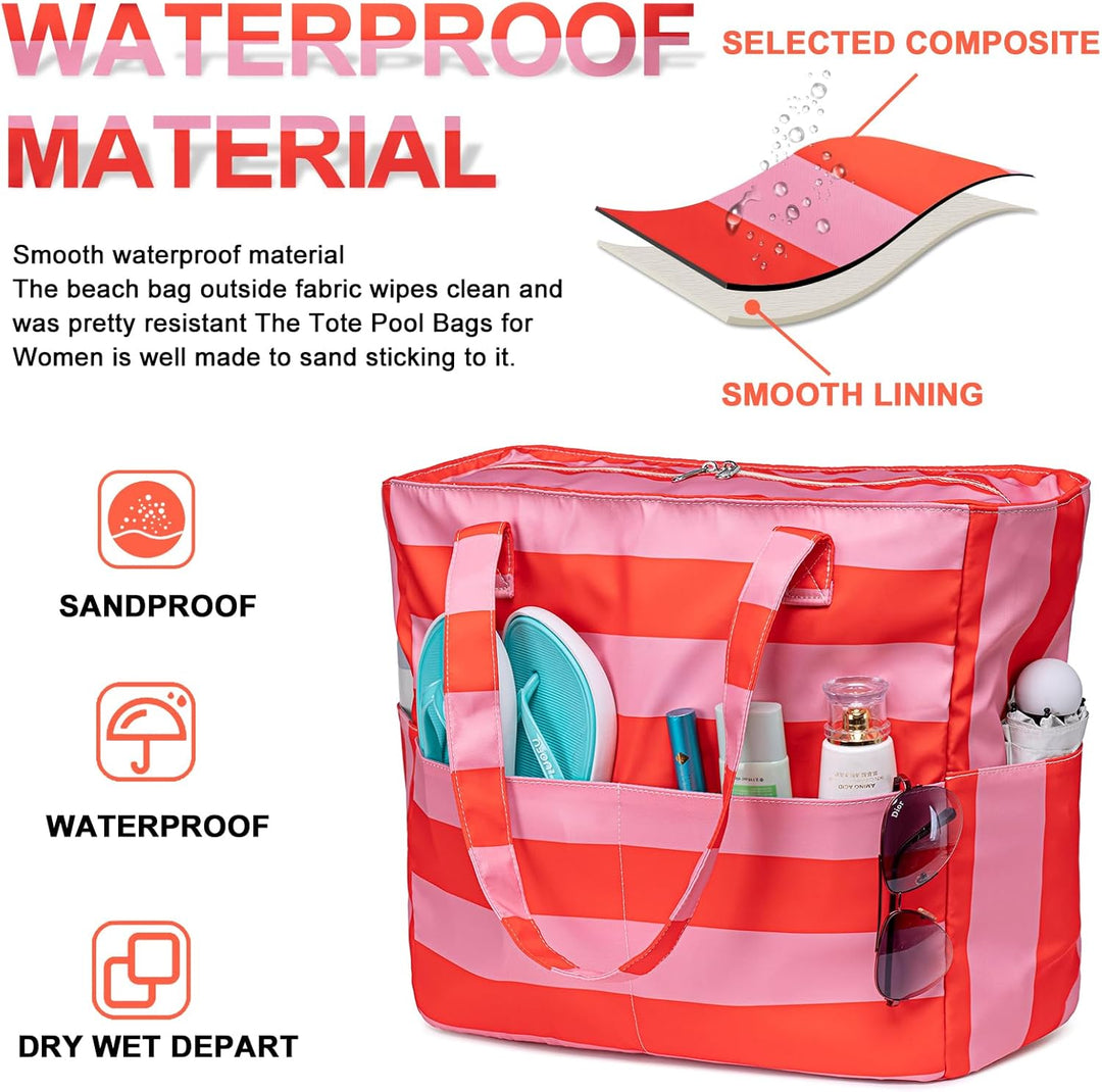 Extra Large Waterproof Beach Tote with Wet Compartment – Buy 1, Take 1 FREE