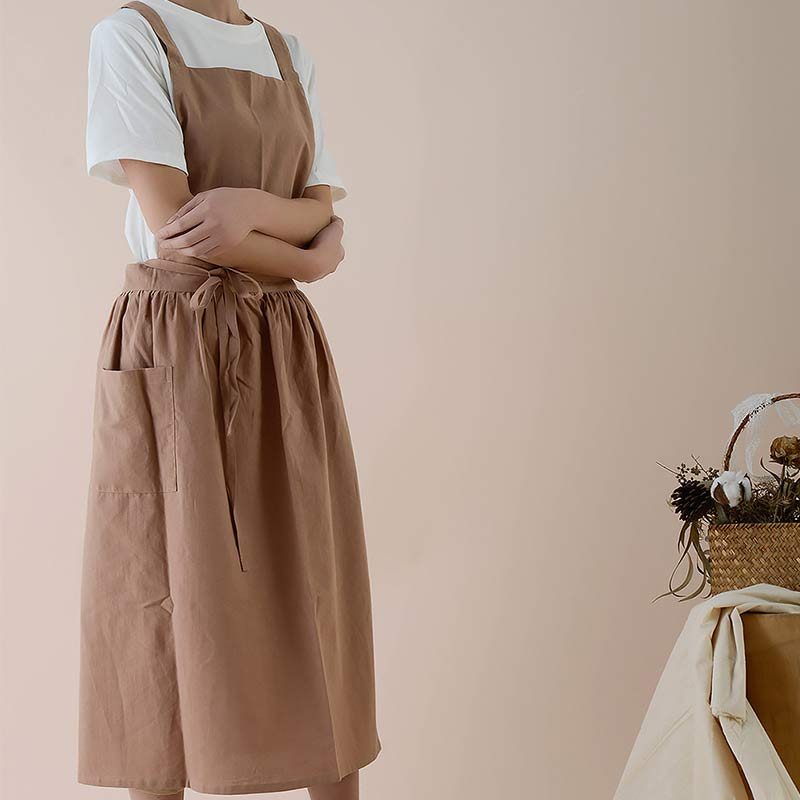 Waterproof Cotton Apron with Convenient Pockets - ChefMate-Pink-Nora Luxe