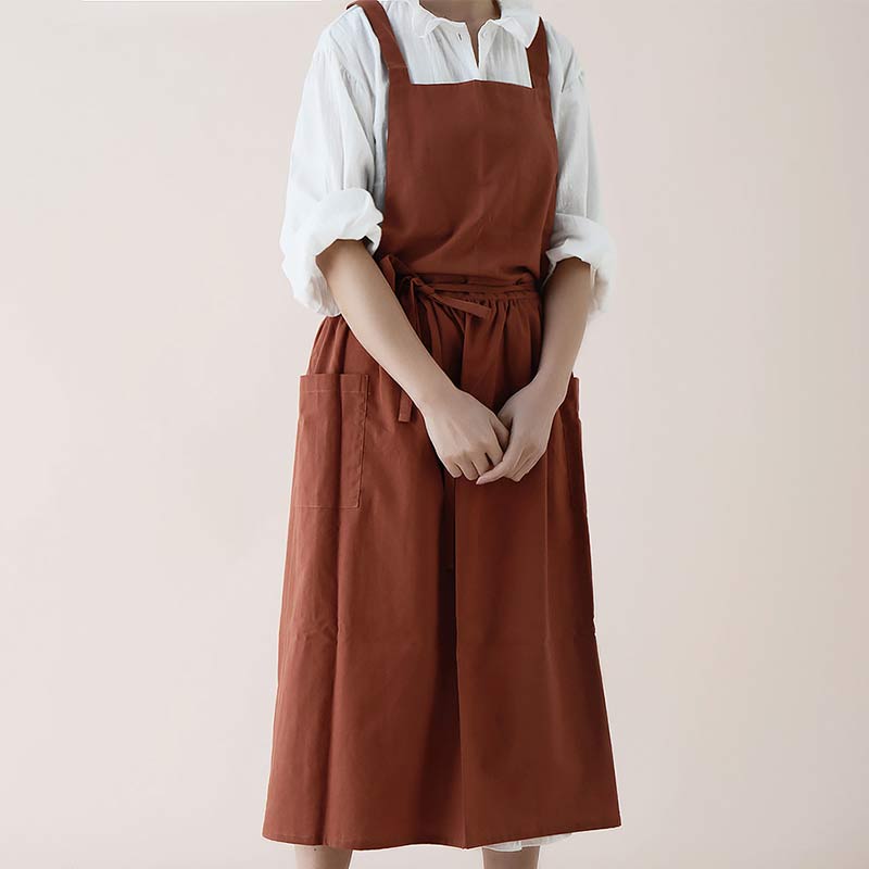 Waterproof Cotton Apron with Convenient Pockets - ChefMate-Pink-Nora Luxe
