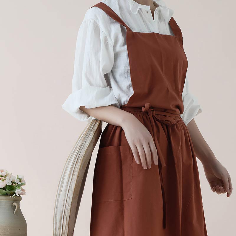 Waterproof Cotton Apron with Convenient Pockets - ChefMate-Pink-Nora Luxe
