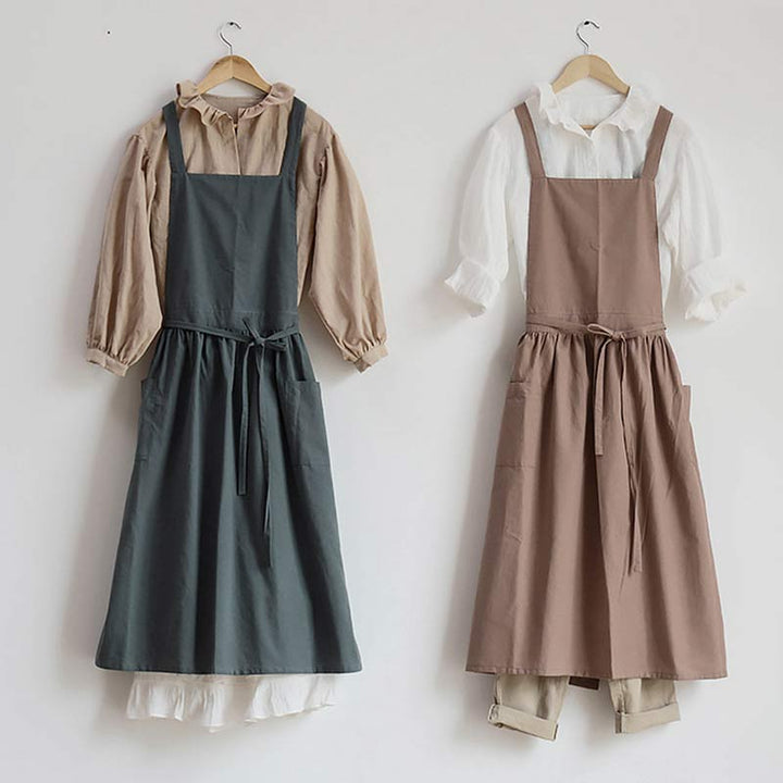 Waterproof Cotton Apron with Convenient Pockets - ChefMate-Pink-Nora Luxe