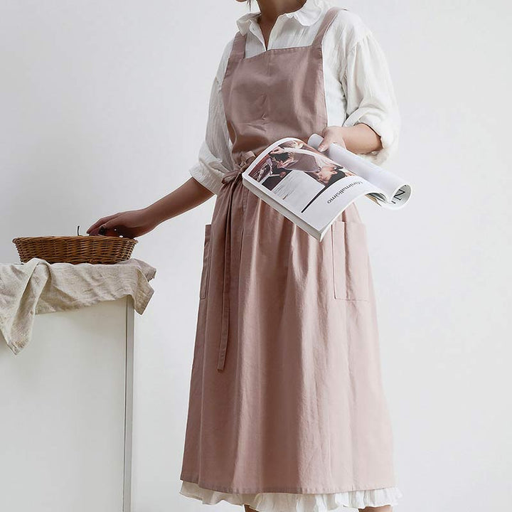 Waterproof Cotton Apron with Convenient Pockets - ChefMate-Pink-Nora Luxe