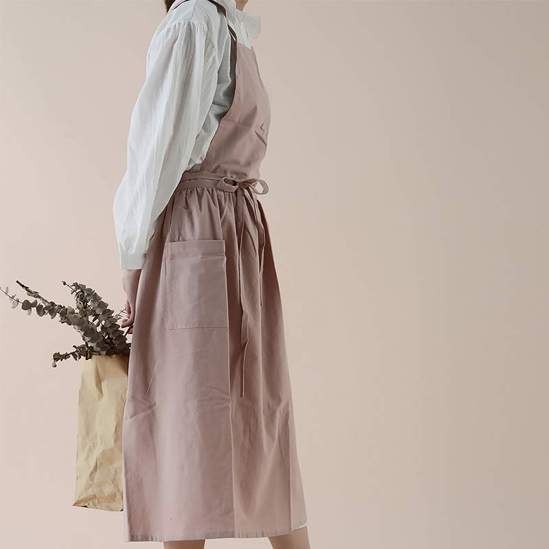 Waterproof Cotton Apron with Convenient Pockets - ChefMate-Pink-Nora Luxe