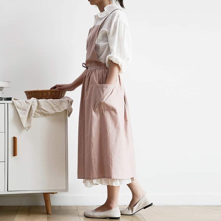 Waterproof Cotton Apron with Convenient Pockets - ChefMate-Pink-Nora Luxe