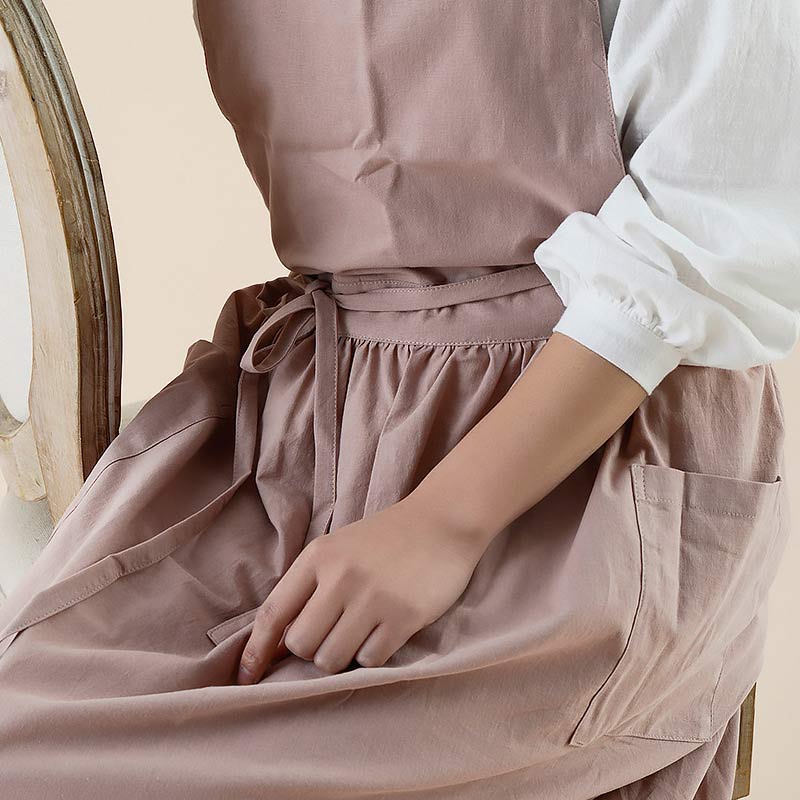 Waterproof Cotton Apron with Convenient Pockets - ChefMate-Pink-Nora Luxe