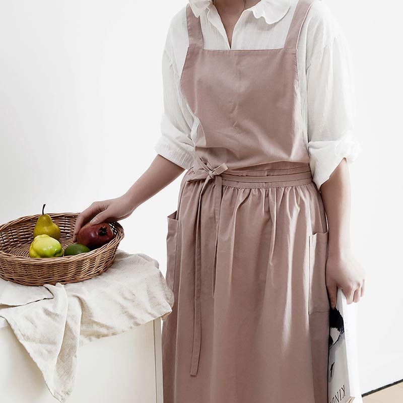 Waterproof Cotton Apron with Convenient Pockets - ChefMate-Pink-Nora Luxe