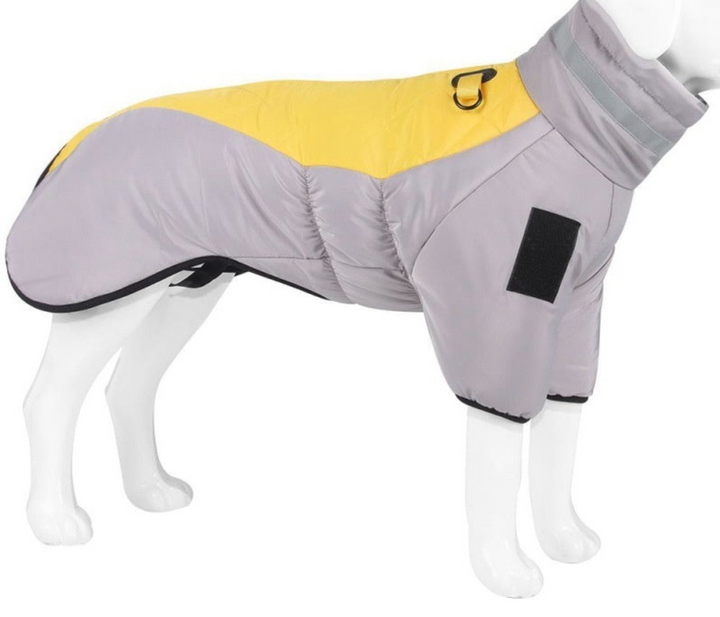 Waterproof Dog Coat - WeatherPaws-Gray-Yellow-XL-Nora Luxe