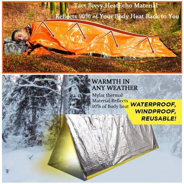 Waterproof Emergency Sleeping Bag - SurvivalShield Bivy-Orange-Nora Luxe
