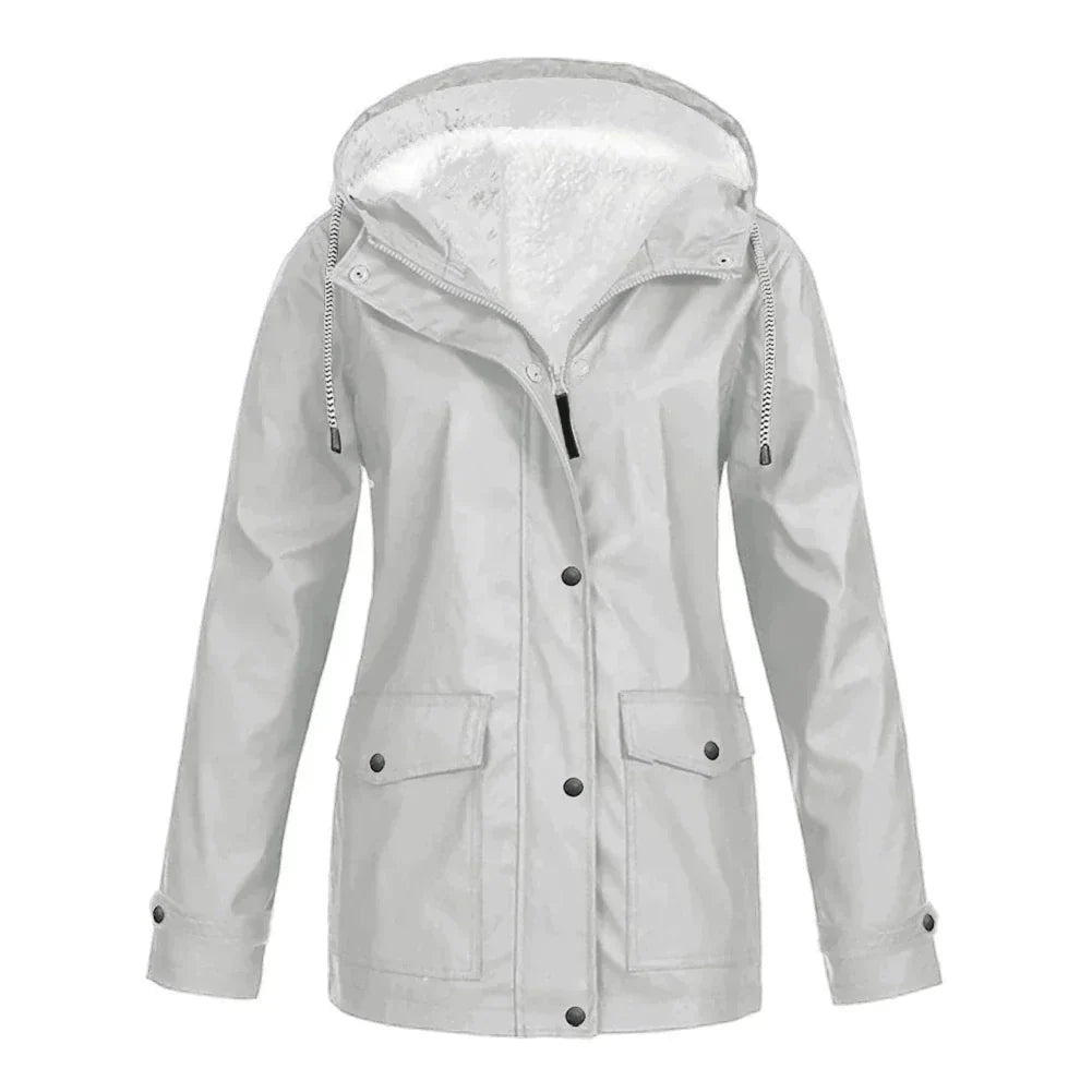 Waterproof Ladies Rain Jacket - Skye-Silver-S-Nora Luxe