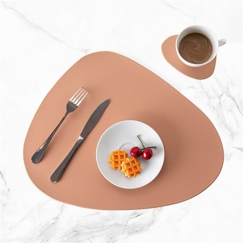 Waterproof Leather Placemat Set - Tablevo-Pink-The Livary