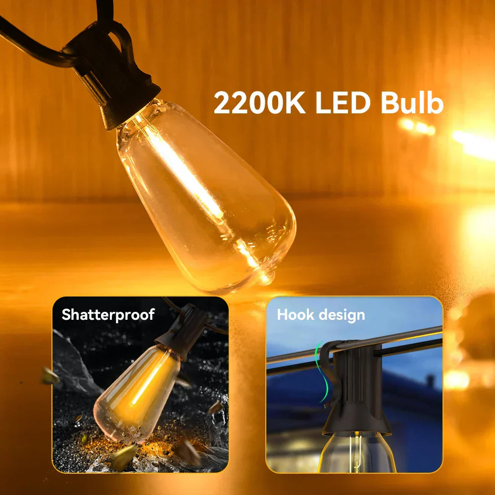 Waterproof LED Light String - LumiGlow-49.21 FT-Nora Luxe