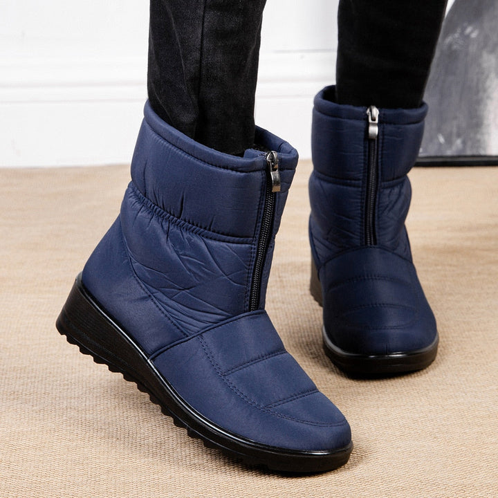 Waterproof Lined Mid-Height Women's Snow Boots - Clara Snow Walk Pro-Blue-5.5-Nora Luxe
